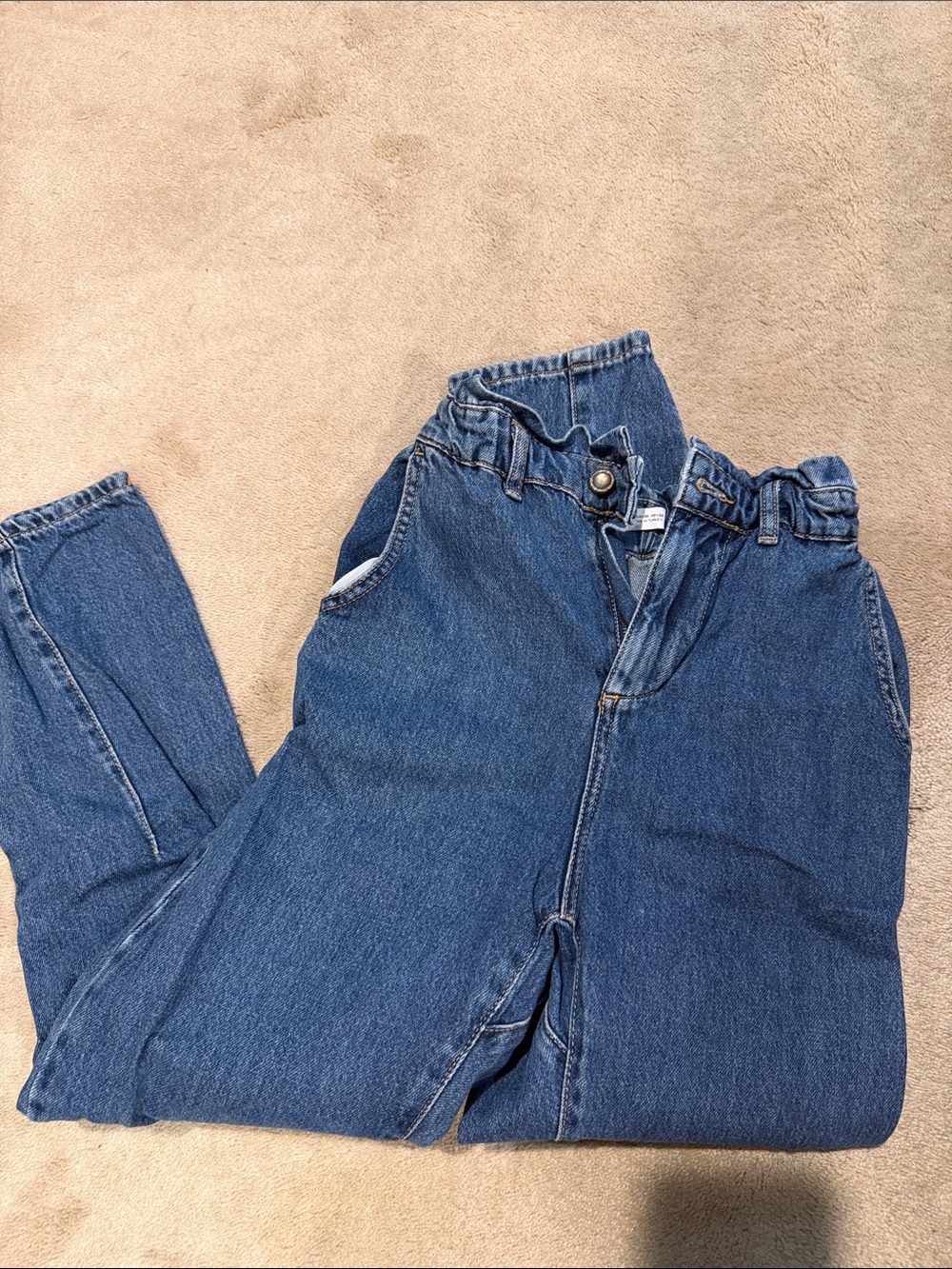 Zara Blue High-Rise Paperbag Jeans
